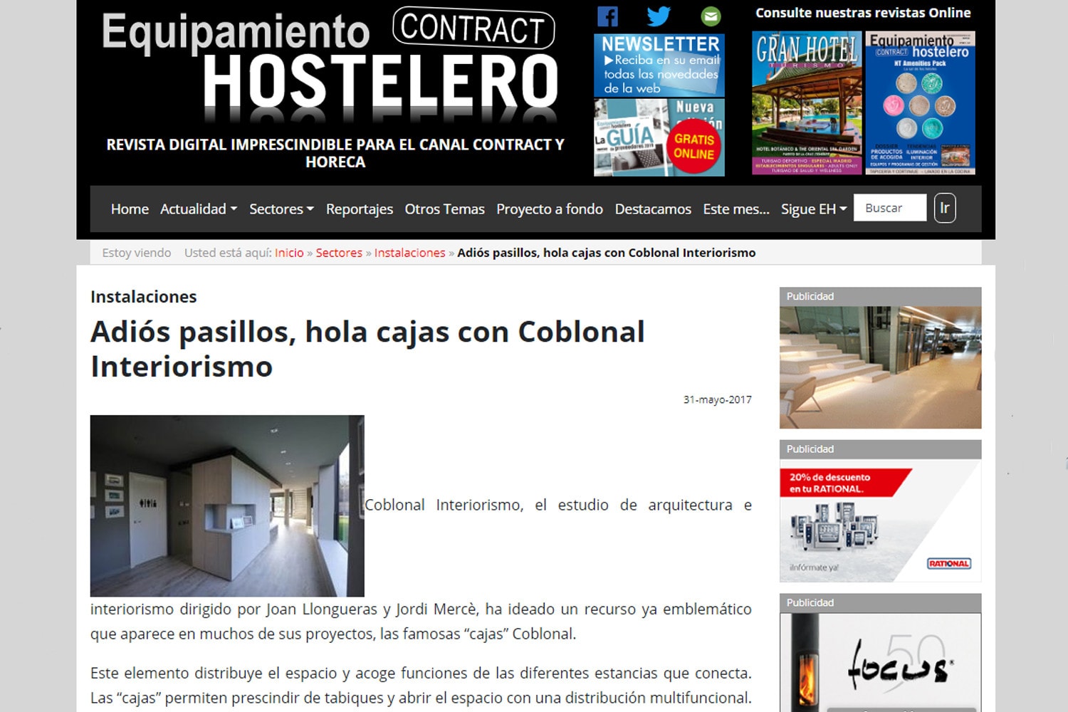 Article about Coblonal Interior Design “boxes”
