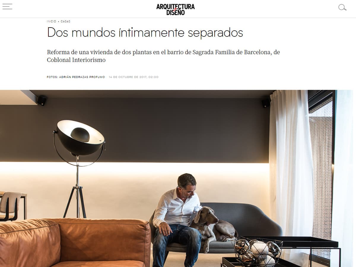 PROJECTE DE COBLONAL INTERIORISME A LA REVISTA ARQUITECTURA Y DISEÑO: “DOS MUNDOS ÍNTIMAMENTE SEPARADOS”