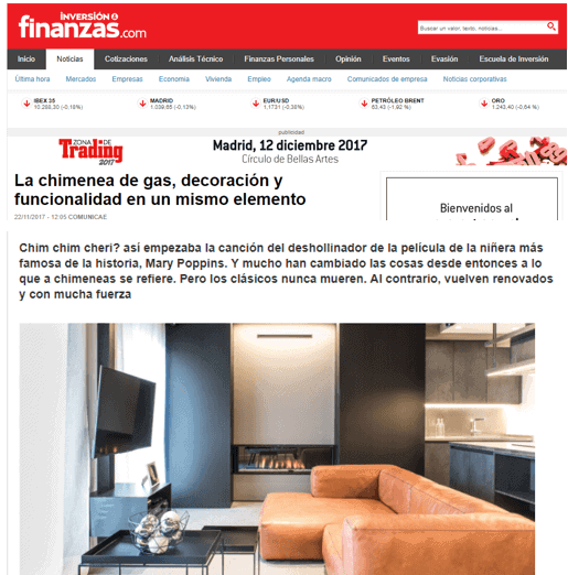 Publicació a Finanzas.com sobre la xemeneia de gas proposada per Coblonal Interiorisme