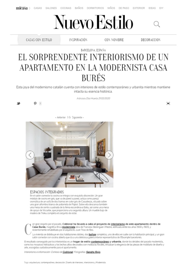 Nuevo Estilo publishes our project in Casa Burés